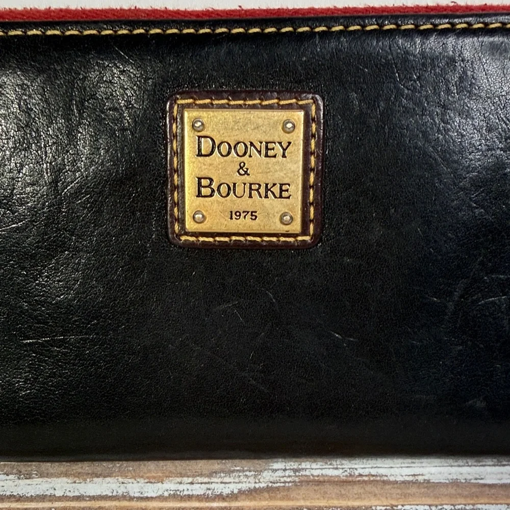 Dooney & Bourke Black Leather Wallet with Red Trim - Picture 2 of 11